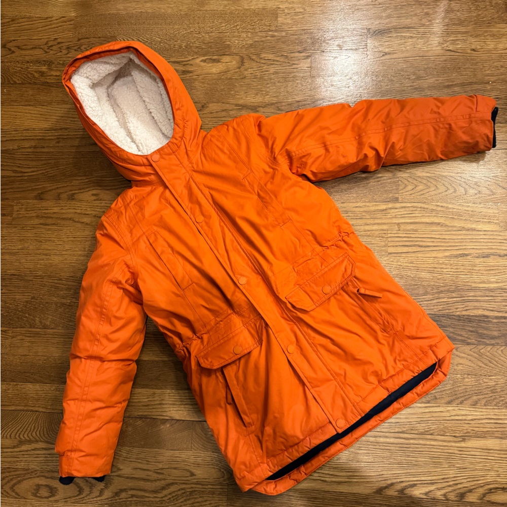 Lands' End Orange Sherpa-Lined Winter Coat